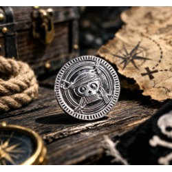 Пиратская серебрянная монета пластик 2.5 см Пиратская серебрянная монета пластик 2.5 см