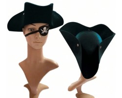 Піратський капелюх "Чорний капітан" трикутний шкірозамінник