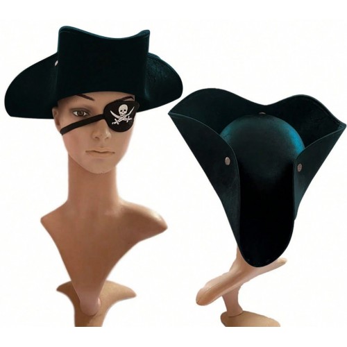 Піратський капелюх "Чорний капітан" трикутний шкірозамінник