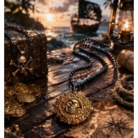 Пиратский кулон "Черная метка" с черепом на цепочке