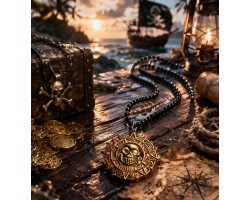 Піратський кулон "Чорна мітка" з черепом на ланцюжку