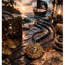 Пиратский кулон "Черная метка" с черепом на цепочке