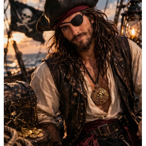 Піратський кулон "Чорна мітка" з черепом на ланцюжку