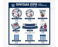 Піратський набір для свята посуд 9 предметів на 16 осіб