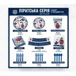 Пиратский набор для праздника посуда 9 предметов на 16 человек