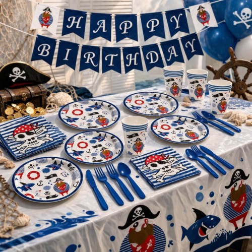 Піратський набір для свята посуд 9 предметів на 16 осіб