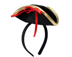 Піратська пов'язка з капелюхом чорна з бантом