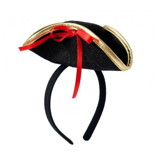 Піратська пов'язка з капелюхом чорна з бантом