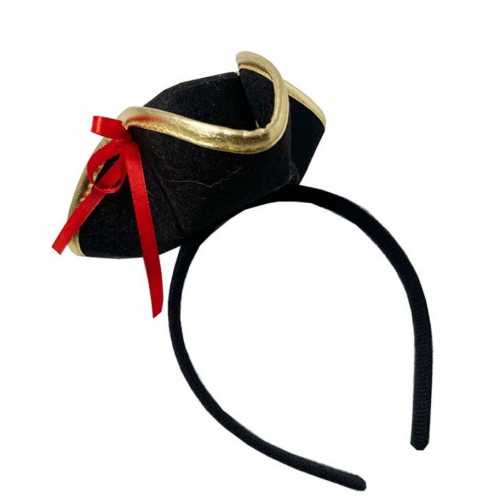 Піратська пов'язка з капелюхом чорна з бантом