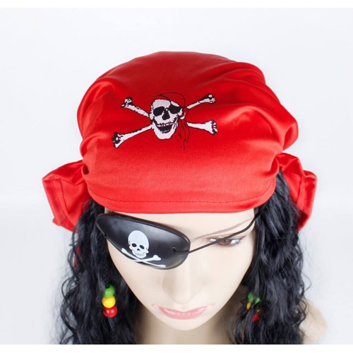 Піратська перука з банданою та пов'язкою на око