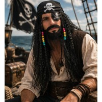 Пиратский парик с бородой и банданой набор 3 в 1