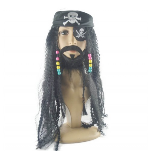 Піратський перука з бородою та банданою набір 3 в 1