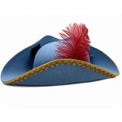 Капелюх пірата блакитний з пером (58–60 см) для вечірки