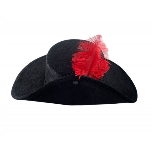 Чорний карнавальний капелюх Зорро з пір'ям