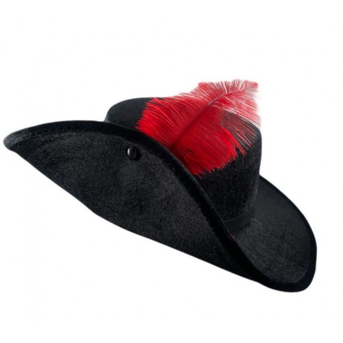 Чорний карнавальний капелюх Зорро з пір'ям
