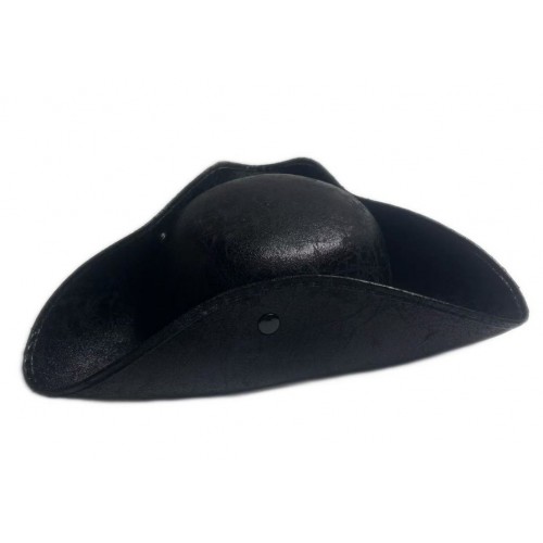 Трикутний капелюх піратський чорний шкіряний (58-60 см) для вечірки