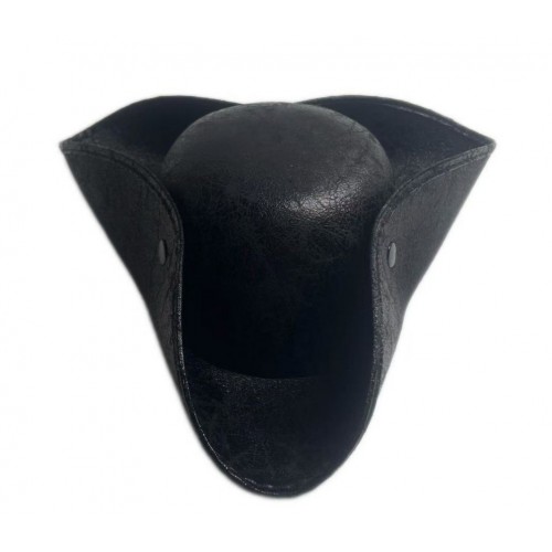 Трикутний капелюх піратський чорний шкіряний (58-60 см) для вечірки