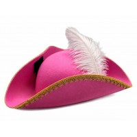Трикутка "Рожевий шторм" з пером і золотою окантовкою