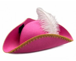 Трикутка "Рожевий шторм" з пером і золотою окантовкою