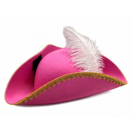Трикутка "Рожевий шторм" з пером і золотою окантовкою