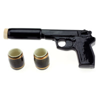 Подарунковий набір пістолет з глушником, 3 предмети (KE43)