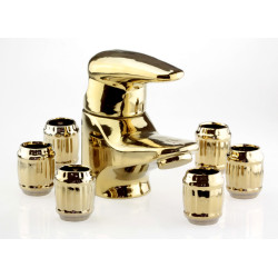 Подарочный набор Кран смеситель коктейлей 7 предметов золотой (RO15G)