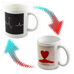 Чашка хамелеон Кардиограмма (сердце) (товар с дефектом)