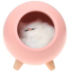 LED Ночник Спящий кот в домике (розовый)