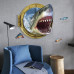 Інтер'єрна наклейка 3D Акула в ілюмінаторі XH4275 90х60см
