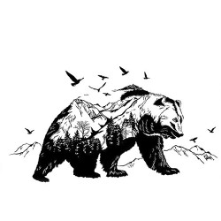 Интерьерная наклейка Черный Горный медведь XL8271 90х60см