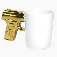 Чашка Пістолет (біла з золотим)