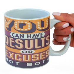 Кружка мотиватор Результаты или оправдания 600 мл (желтый с коричневым)