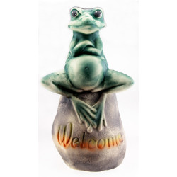 Садова фігура жаба Welcome Зелена шамот (SF2115)