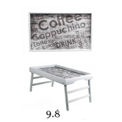 Столик піднос на ніжках l білий Coffee print ( SNL9-8 )