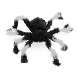 Павук з хутра 50см (чорний з білим)