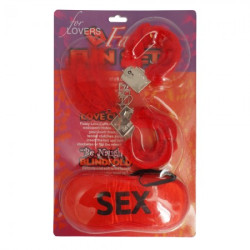 Набір Кохання червоний (наручники, перо, пов'язка)