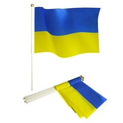 Флаг со штоком 30см*45см Украина (полиэстэр) 780055