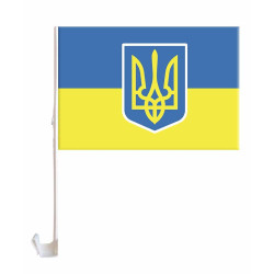 Флаг на боковое стекло авто УКРАИНА ГЕРБ 30см*45см (781011)