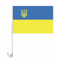 Флаг на боковое стекло авто УКРАИНА ТРИЗУБ 30см*45см (781012)