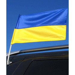 Прапор на бокове скло авто Україна 30см*40см (подвійний шов)