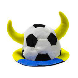 Шапка мяч с рогами, сине-желтая LF500-2