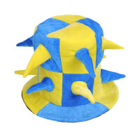 Шапка циліндр с рожками, синьо-жовта LF25-10