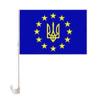 Прапор на бокове скло авто ЄВРОСОЮЗ+ тризуб 30см*45см