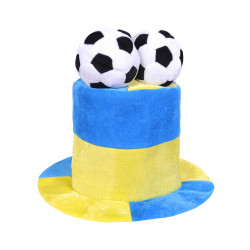 Шапка цилиндр с мячами, сине-желтая F25-8