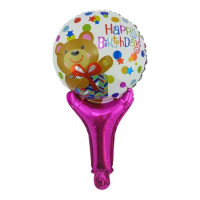 Кулька з надувною ручкою Happy Birthday (ведмедик)