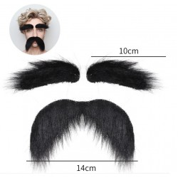 Вуса козака Грицька — набір з вусів та брів, чорний колір, 14×10 см